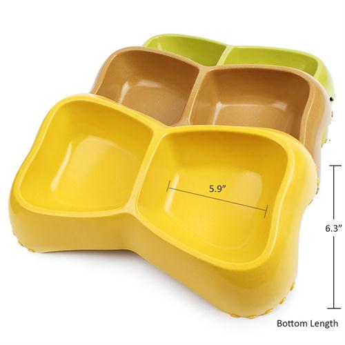 Bamboo Fiber Bone Shaped Dual Pet Feeder Dog Bowl