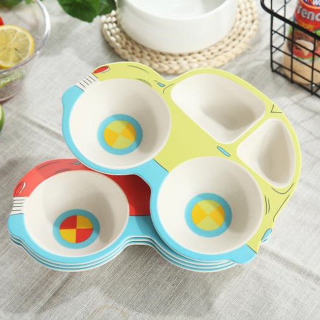 Eco-friendly bamboo fiber dinnerware sets for kids