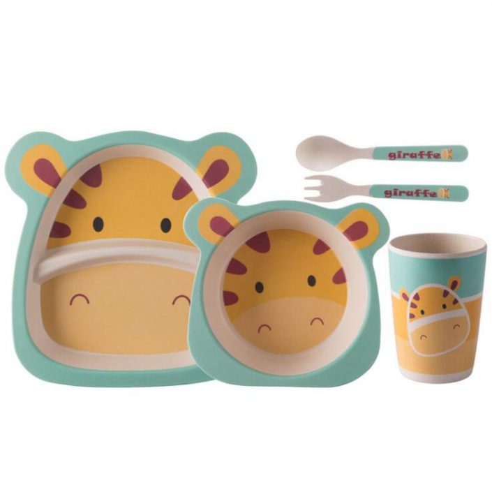 JCBF Biodegradable Reusable Eco-friendly Bamboo Kids Dinnerware Sets with Animal Modeling