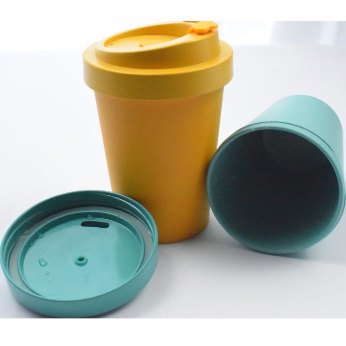 JCBF Reusable Eco Bamboo Fiber Cups with Bamboo Lid 300 ml