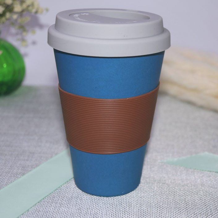 JCBF Reusable Take Away Bamboo Fiber Coffee Cups with Silicone Lids
