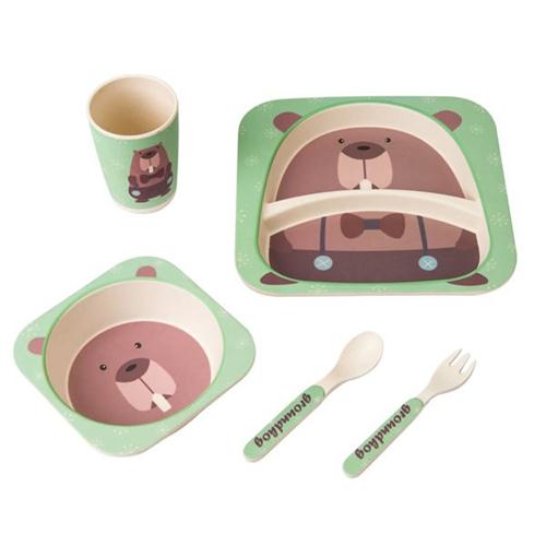 Promotional Biodegradable Bamboo Fiber Kids Dinnerware Set